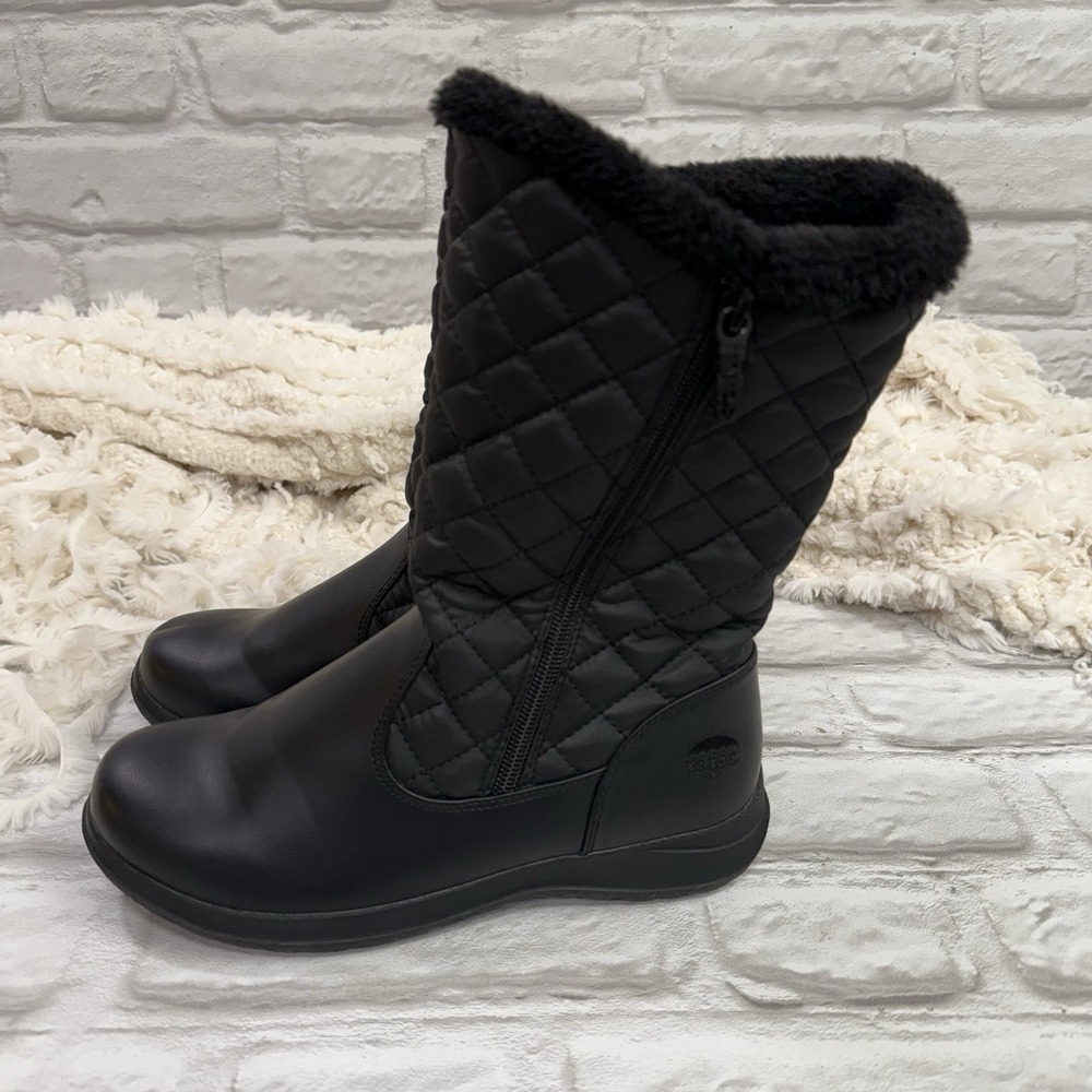 The Totes Jade Quilted Snow Boot Faux Fur Size 7M Black All Weather Winter Boots - Picture 5 of 13